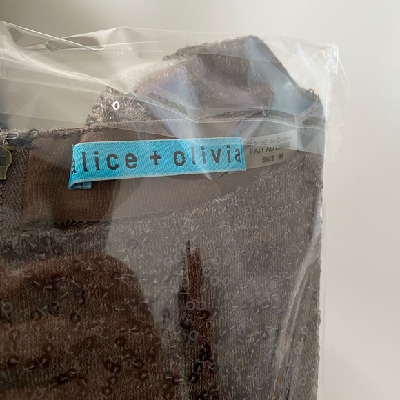 Alice and Olivia Chocolate Sequin Mesh Back Cocktail Dress - Picture 9 of 10